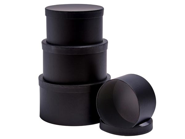 Black Round Nested Boxes, Large 4 Piece Set