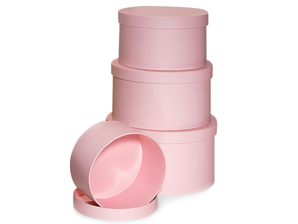 Pretty Pink Round Nested Boxes, Large 4 Piece Set