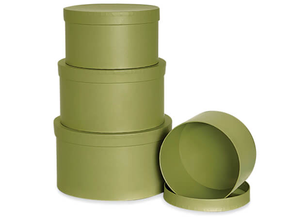 Sage Green Round Nested Boxes, Large 4 Piece Set