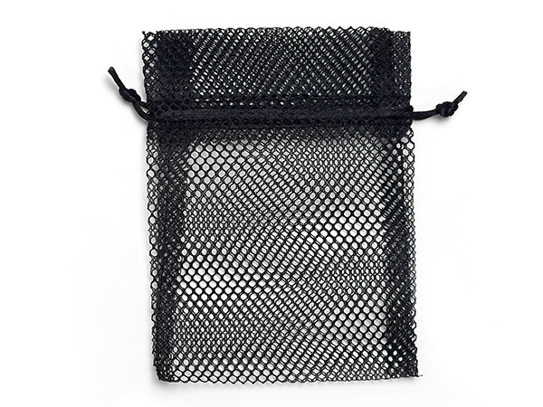 *Black Mesh Drawstring Bags, 5x6.5", 10 Pack