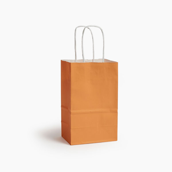 Orange White Kraft Shopping Bags Rose 5.5x3.25x8.5", 250 Pack