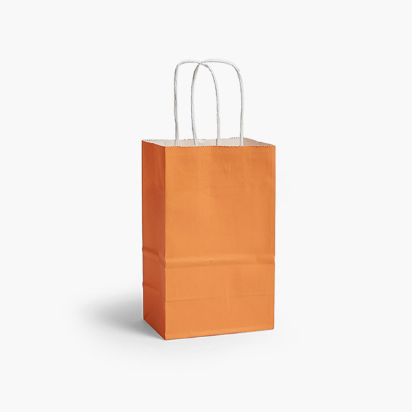 Orange White Kraft Shopping Bags Rose 5.5x3.25x8.5", 100 Pack