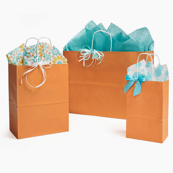 Orange White Kraft Shopping Bags Bag Assortment 125 Pack