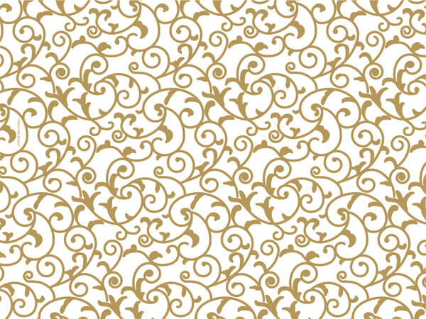 Elegant Gold Scroll Tissue Paper, 20x30", 12 Soft Fold Sheets