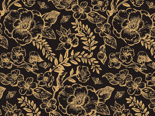 Timeless Floral Black Tissue Paper, 20x30", 12 Soft Fold Sheets