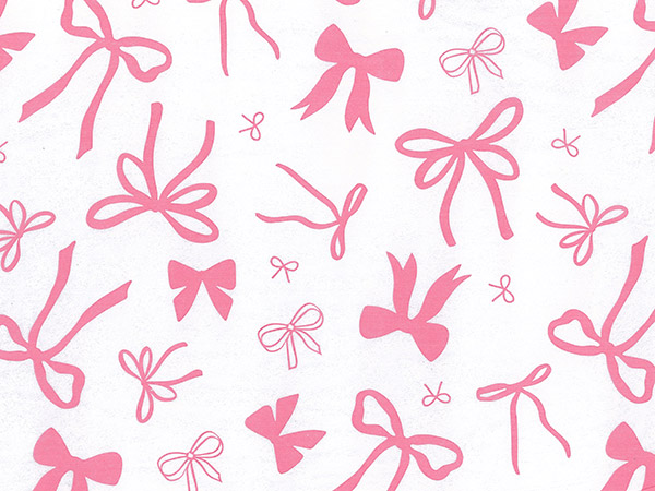 Pink Coquette Bows Tissue Paper, 20x30", Bulk 240 Sheet Pack