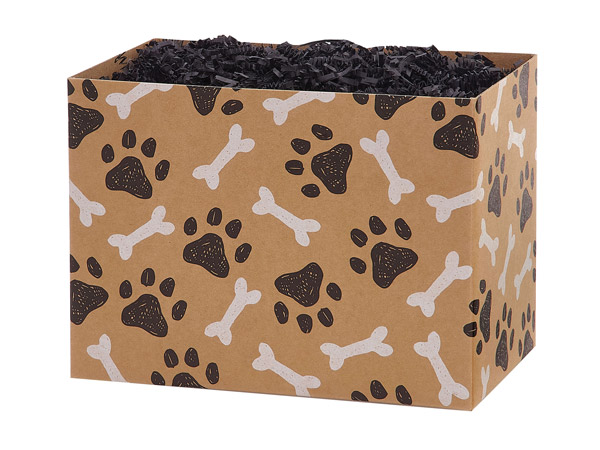 Paws and Bones Kraft Basket Box Small 6.75x4x5", 6 Pack