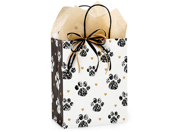 Paws and Hearts Paper Shopping Bag Cub 8x4.75x10", 250 Pack