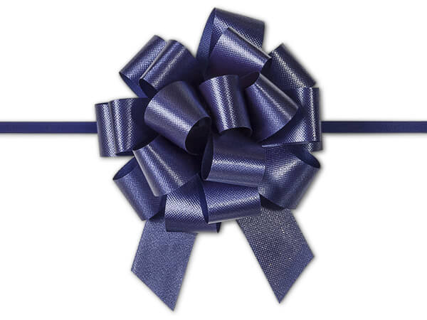 4" Navy Blue Flora Satin Pull Bows, 50 pack