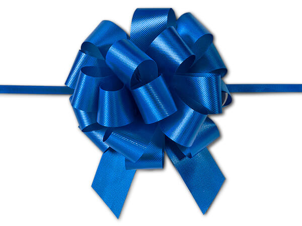 4" Royal Blue Flora Satin Pull Bows, 50 pack