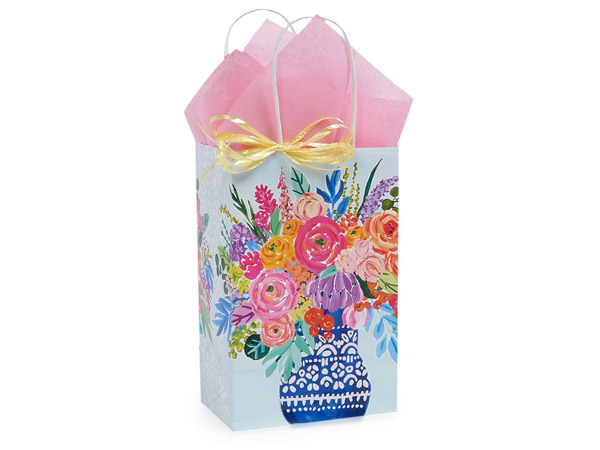 Persian Blooms Paper Gift Bags, Rose, 5.25x3.50x8.25", 250 Pack