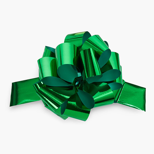 5" Metallic Emerald Green Pull Bows,50 Pack