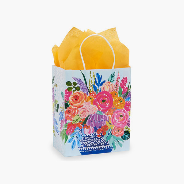 Persian Blooms Paper Gift Bags, Cub, 8x4.75x10", 100 Pack