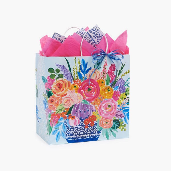 Persian Blooms Paper Gift Bags, Filly, 13x7x13", 100 Pack