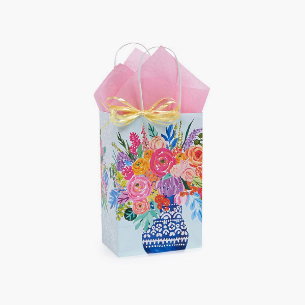 Persian Blooms Paper Gift Bags, Rose, 5.25x3.50x8.25", 100 Pack
