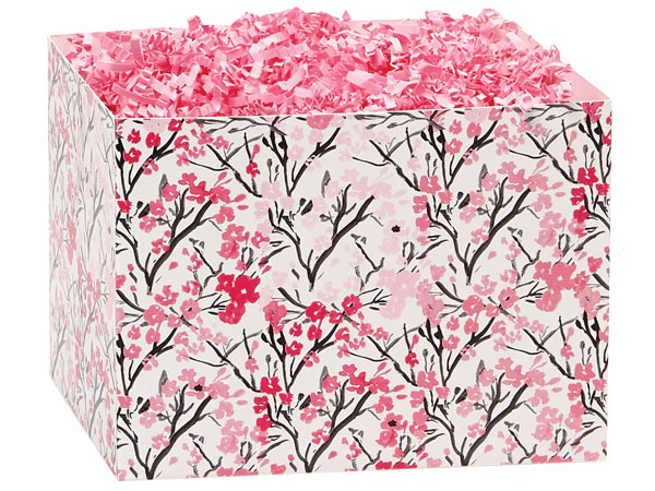 Pink Blossoms Basket Box, Large 10.25x6x7.5", 6 Pack