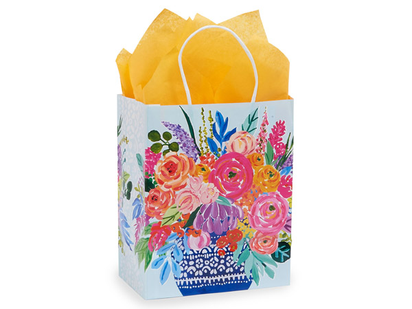 Persian Blooms Paper Gift Bags, Cub, 8x4.75x10", 25 Pack