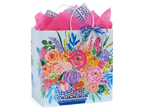 Persian Blooms Paper Gift Bags, Filly, 13x7x13", 25 Pack