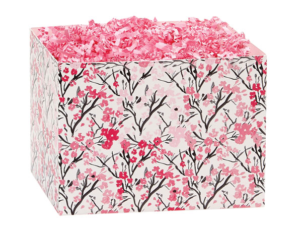 Pink Blossoms Basket Box, Small 6.75x4x5", 6 Pack