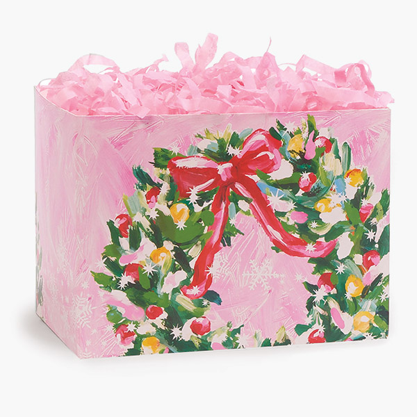 Pink Christmas Basket Box, Large 10.25 x 6 x 7.5", 6 Pack
