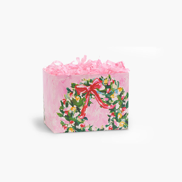 Pink Christmas Basket Box, Small 6.75 x 4 x 5", 6 Pack