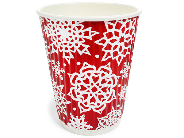 Snowflake Silhouette 12 oz Groove Paper Cups, 25 Pack