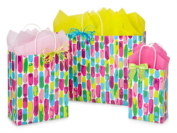 Painted Gems Paper Gift Bag Assortment, 125 Pack