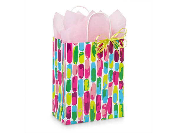 Painted Gems Paper Shopping Bags, Cub 8.25x4.75x10.5", 250 Pack