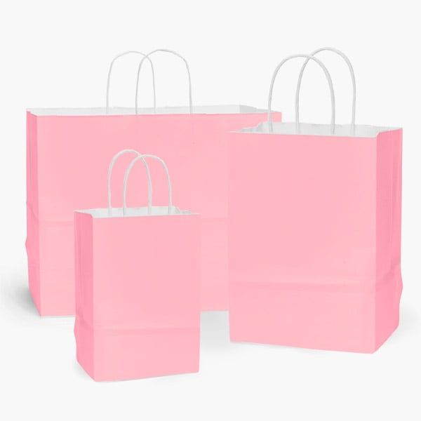 Pink on White Kraft Gift Bags