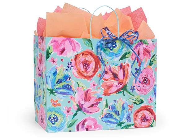 Posh Peonies Paper Gift Bags, Vogue 16x6x12", 200 Pack