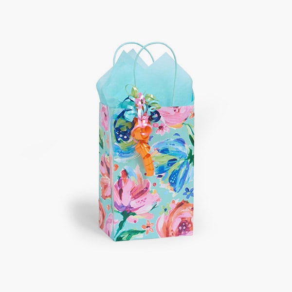 Posh Peonies Paper Gift Bags, Rose 5.25x3.5x8.25", 100 Pack