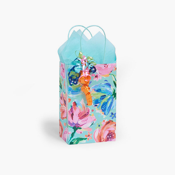 Posh Peonies Paper Gift Bags, Rose 5.25x3.5x8.25", 25 Pack