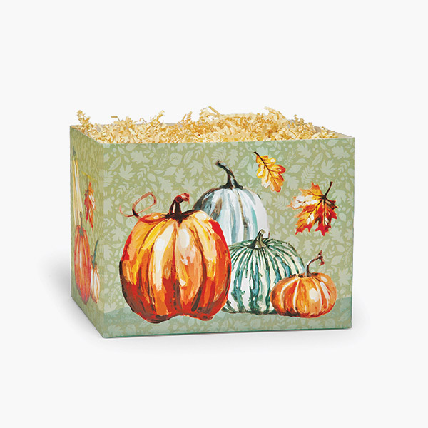 Painted Pumpkins Basket Box, Small 6.75x4x5", 6 Pack