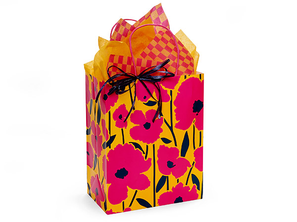 Pennie's Poppies Paper Gift Bags, Cub 8x4.75x10", 25 Pack