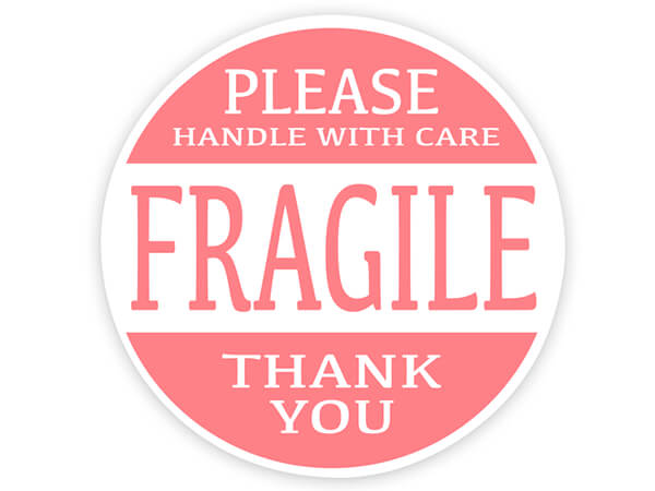 Fragile Please Handle with Care Packaging Sticker, Round 2", 500pk
