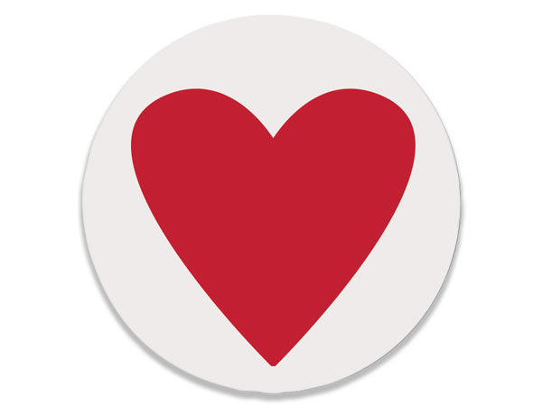 Red Heart Clear Packaging Sticker 2", 500 pack