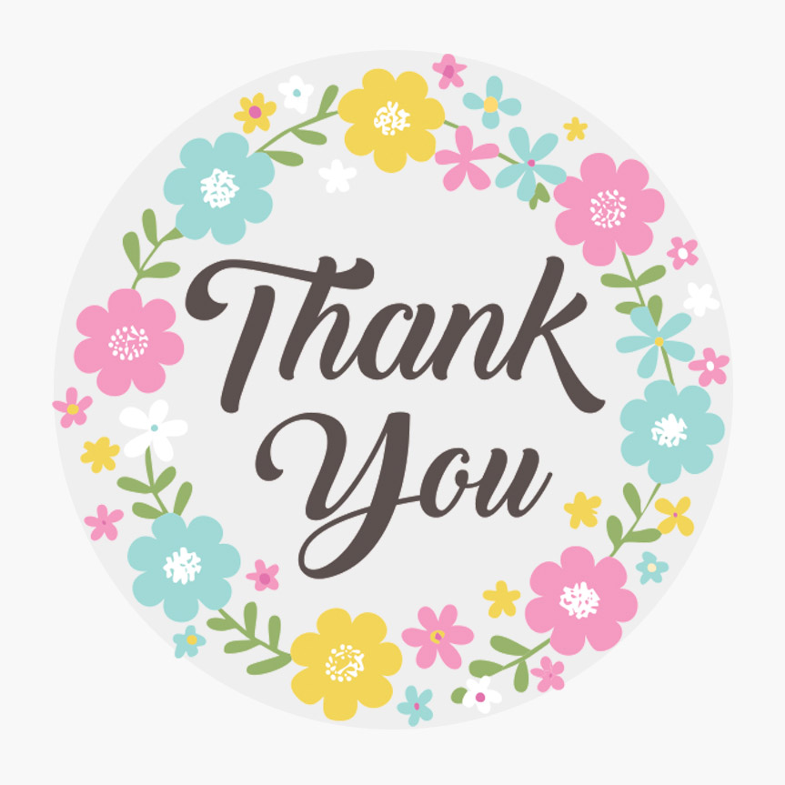 Thank You Floral Clear Packaging Sticker
