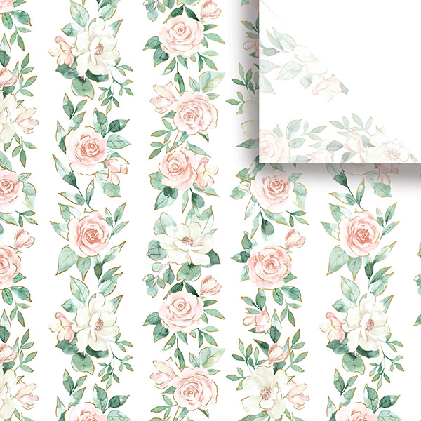 Pink Roses Tissue Paper, 20x30", Bulk 240 Sheet Pack