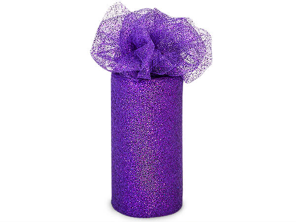 *Purple Sparkle Party Tulle Ribbon, 6"x25 yards
