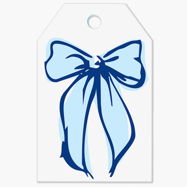 Blue Bow Gloss Gift Tag, 2.25x3.5", 50 Pack