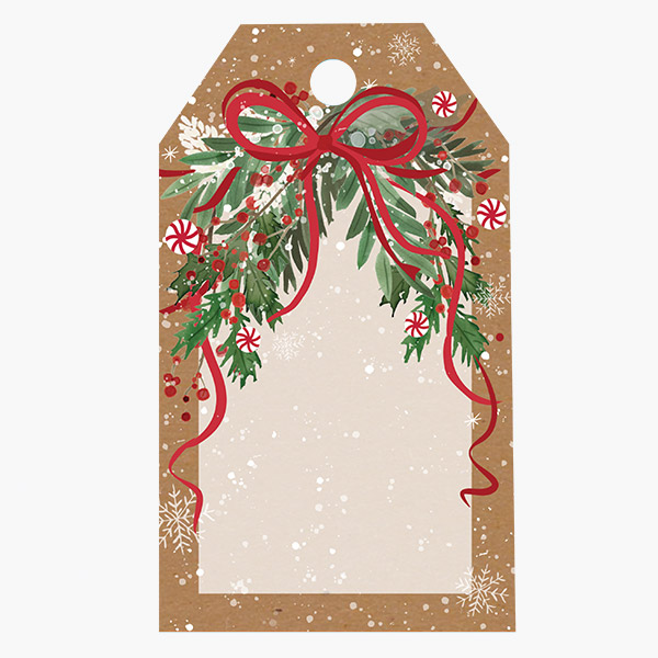 Christmas Greenery Gloss Gift Tag, 2.25x3.5", 50 Pack