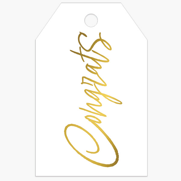 Congrats Gold Gloss Gift Tag, 2.25x3.5", 50 Pack