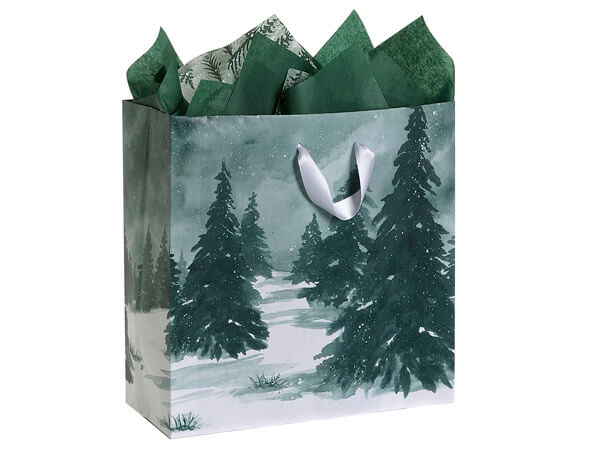 *Winter Pines Matte Gift Bags, Filly 12x5x12", 10 Pack