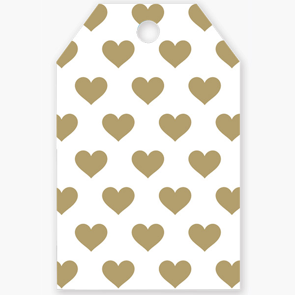 Gold Hearts Gloss Gift Tag, 2.25x3.5", 50 Pack