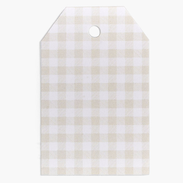 Gingham Taupe Matte Gift Tag, 2.25x3.5", 50 Pack