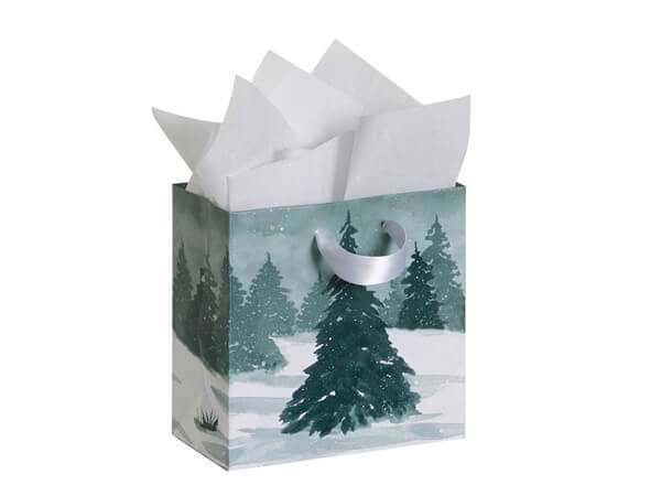 *Winter Pines Matte Gift Bags, Jewel 6.5x3.5x6.5", 10 Pack