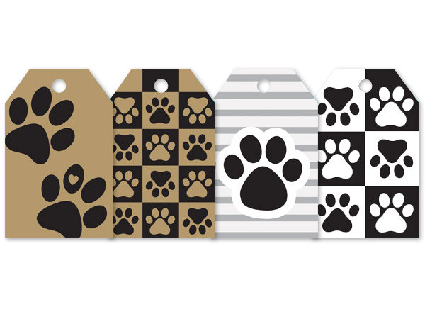 Paw Print Gloss Gift Tag Assortment 2.25x3.5", 100 Pack