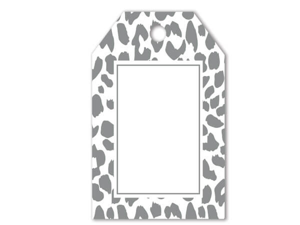 Silver Leopard Gloss Printed Gift Tags, 2-1/4x3-1/2", 50 Pack