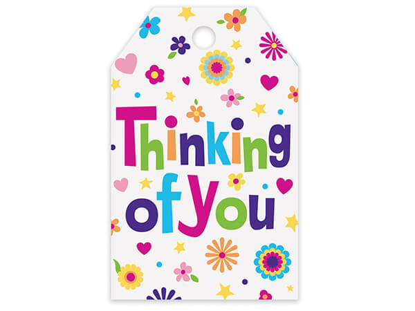 Thinking of You Floral Gift Tag Gloss, 2.25x3.5", 50 Pack