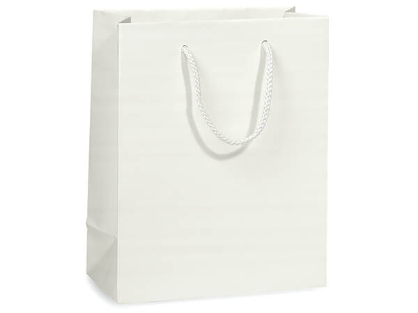 *Off White Matte Gift Bags, Cub 8x4x10", 100 Pack